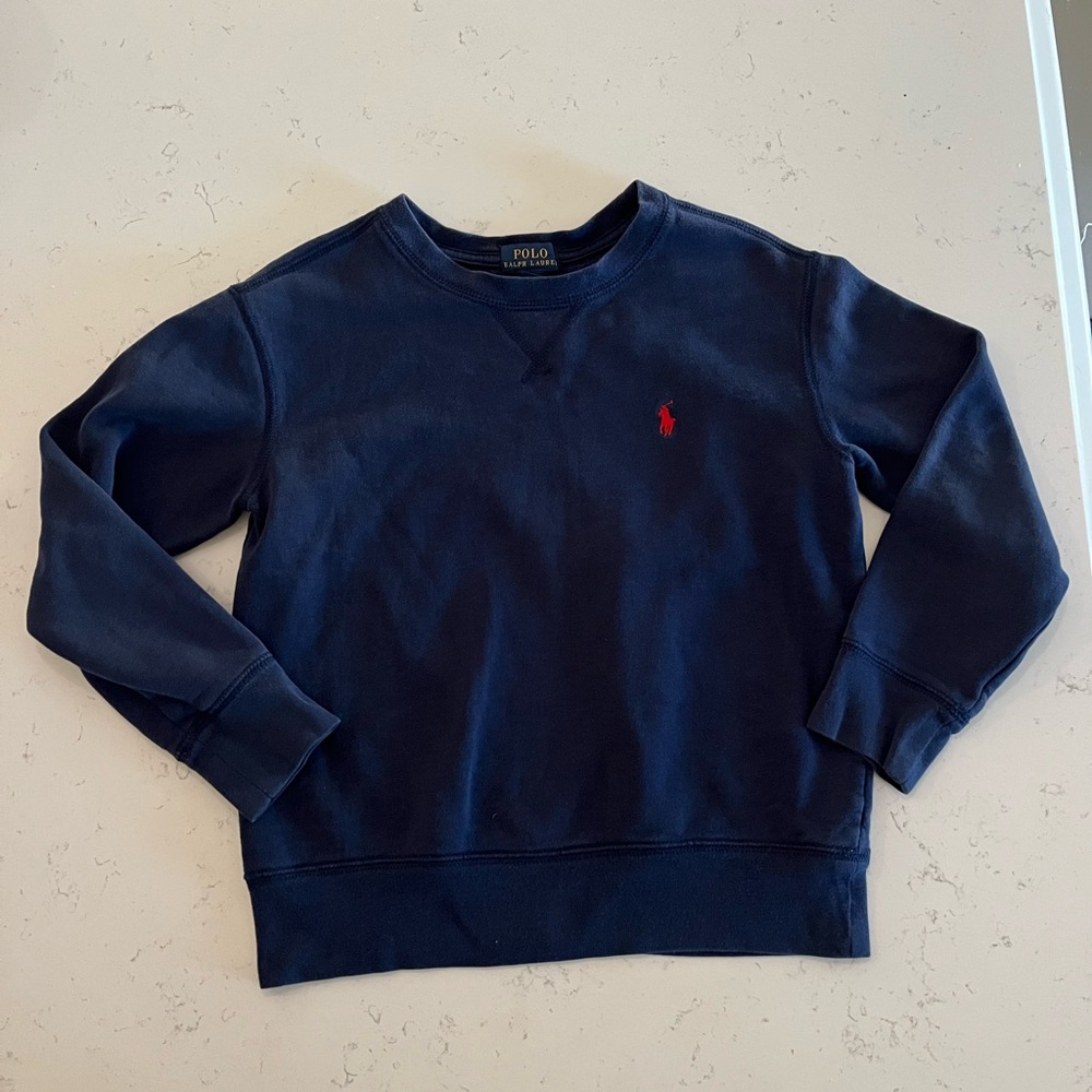 Polo Ralph Lauren Boys Pull Over Navy Blue Sweatshirt, size 8/ small